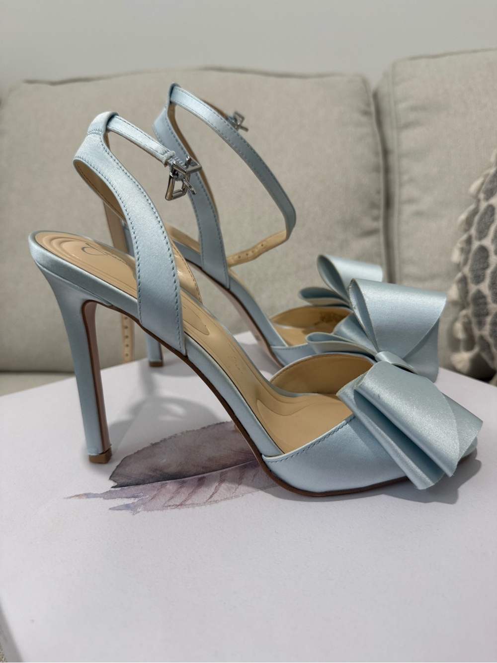 Jessica Simpson Light Blue Satin Bow Heels - Picture 4 of 6